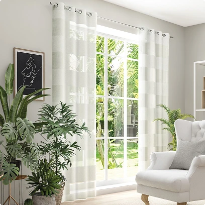 Ösenschal Lysel #1W Luepa in Naturfarben, leichter Vorhang mit modernem Design