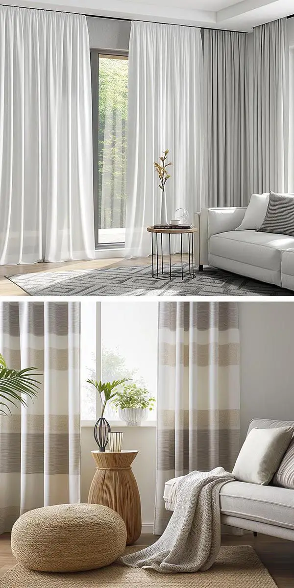 grau und gemusterte Gardinenschals